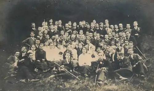 Children large group souvenir photo postcard