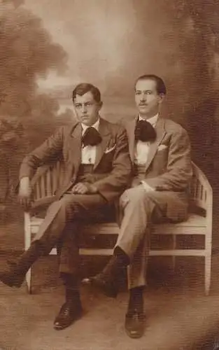 Elegant men vintage souvenir photo postcard