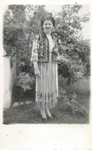 Woman instant photo postcard folk costume