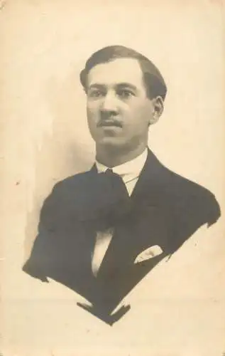 Man portrait vintage souvenir photo postcard