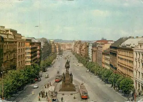 Czech Republic Prague Wenceslas Square overview