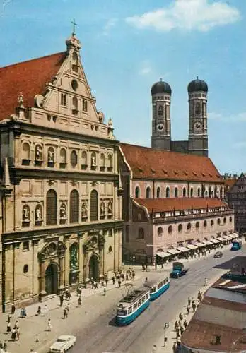 Germany Munchen Neuhauserstrasse , Michaeliskirche, Dom & tram