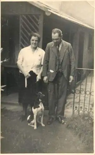Couple with dog pet souvenir photo postcard