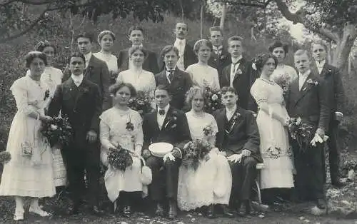 Studentika foto-AK students prom souvenir photo postcard school history Europe