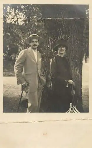 Couple vintage souvenir photo postcard