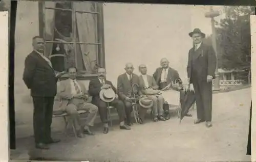 Social history group of men vintage photo postcard