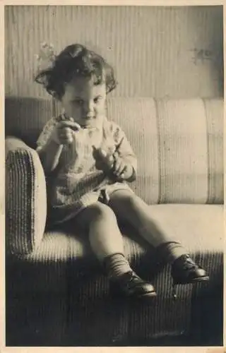 Children portraits vintage photo postcard