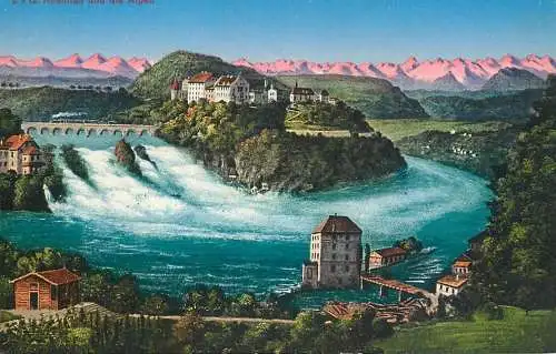 Germany Rheinfall und die Alpen