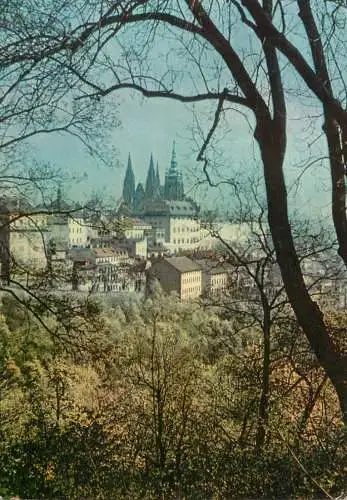 Czech Republic Prague view of Prague Castle from Strahov Garden