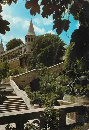 Hungary Budapest Fishers' Bastion Halaszbastya & statue of St George killing the dragon