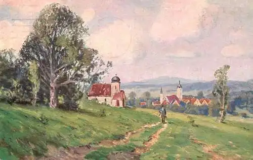 Germany painting painting of village and hunter