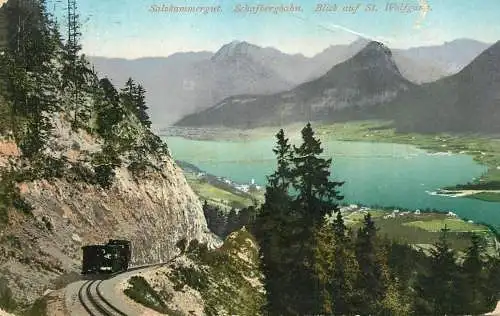Austria Salzkammergut Schafbergbahn Blick auf St St Wolfgang