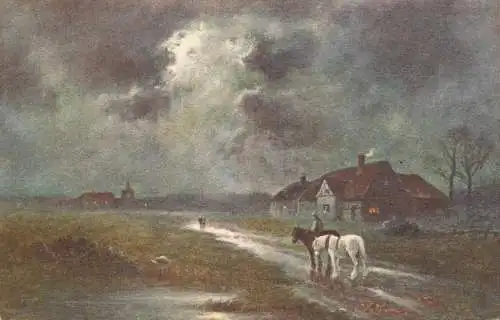 Germany nature landscape horses and mansion