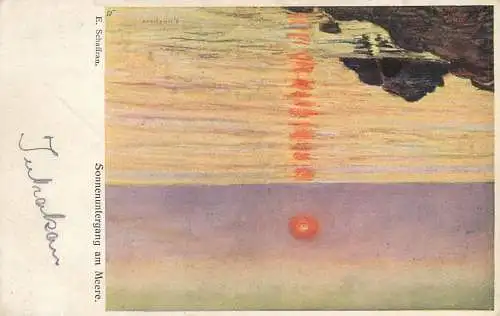 Germany painting E. Schaffran Sonnenuntergang am Meere