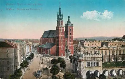Poland Krakow Ringplatz und Marienkirche