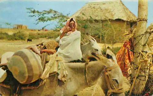 Ethnic postcard tipica mujer Guajira en Paraguaipoa