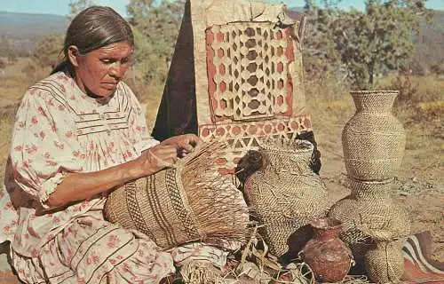 Ethnic postcard Indian basket maker