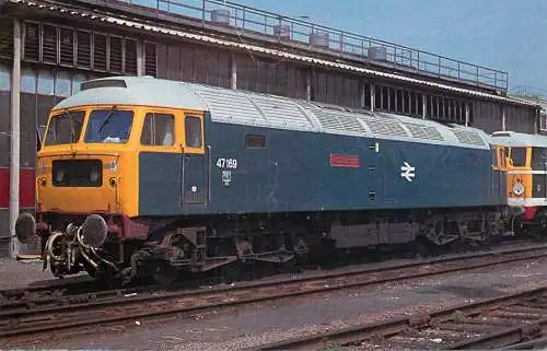 Transport postcard train OPC 47 169 Class 47 diesel Great Eastern 1979