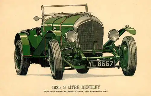 Transport postcard automobile 1925 3 litre Bentley