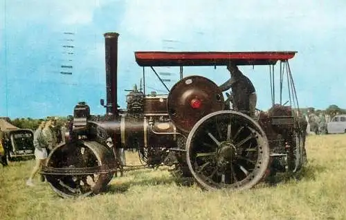 Transport postcard tractor Fowler steam road roller 1922