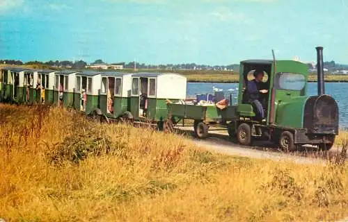 Transport postcard tractor train Noddy train at Hengistbury head