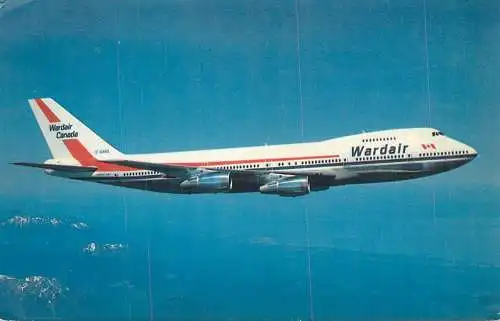 Transport postcard airplane Wardair Canada 1975 Boeing 747