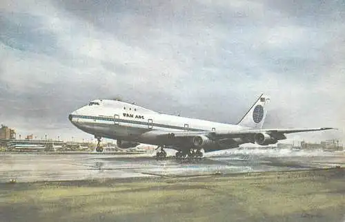 Transport postcard airplane Boeing 747 1970 London