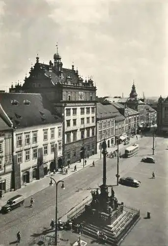 Czech Republic Plezn square aerial view tramway
