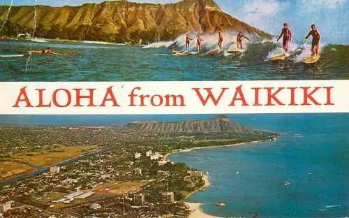USA Honolulu Aloha from Waikiki multi view surf types & cityscape panorama