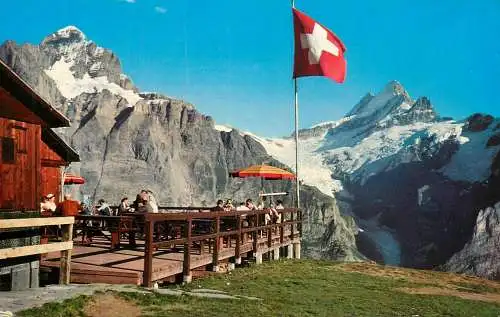 Switzerland Grindelwald Berg Restaurant First mit Wetterhorn und Schreckhorn