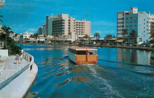 USA Miami Beach FL view over Lake Pancoast with Algiers & Promenade Hotels