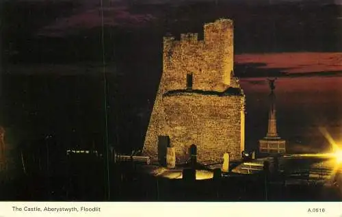 United Kingdom Wales Aberystwyth castle floodlit