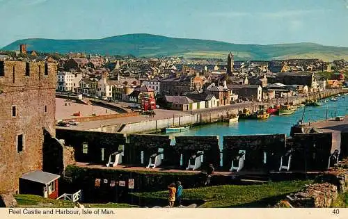United Kingdom Isle of Man Peel castle and harbour