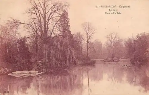 Germany Wiesbaden park with lake