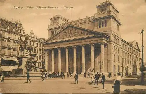 Germany Aachen Kaiser Wilhelm Denkmal und Theater