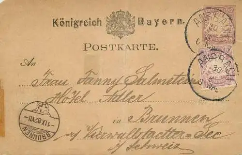 Postkarte Germany Ansbach Brunnen Fanny Salmetein