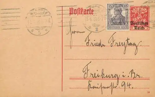 Postkarte Germany Munchen 1920 Deutsches Reich Freytag Freiburg