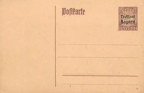 Postkarte Germany 15 pf Freiftaat Bayern