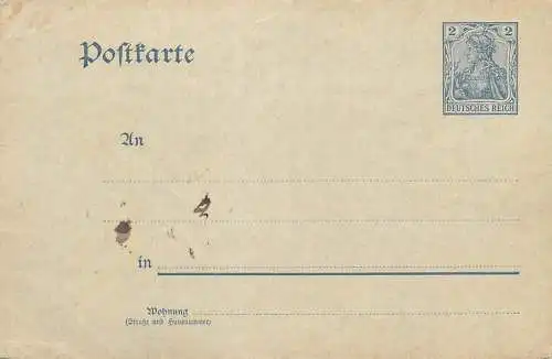 Postkarte Germany Deutsches Reich 2 pf