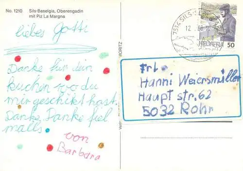 Switzerland Sils Baselgia Oberengadin 1988