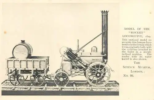 British railway history model of the Rocket locomotive