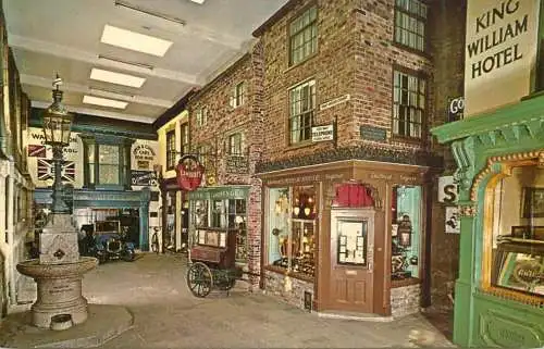 Postcard United Kingdom England York castle museum Half Moon court automobile