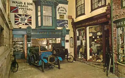 Postcard United Kingdom England York castle museum garage automobile