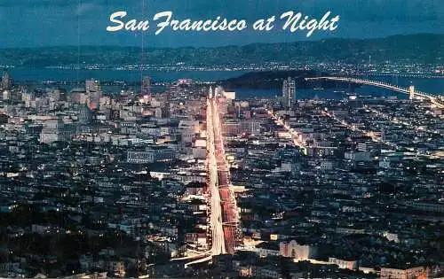 Postcard United States CA California San Francisco night