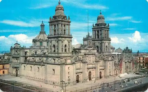 Postcard Mexico city main square cathedral