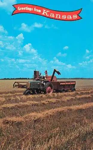 Postcard United States Kansas agriculture tractor
