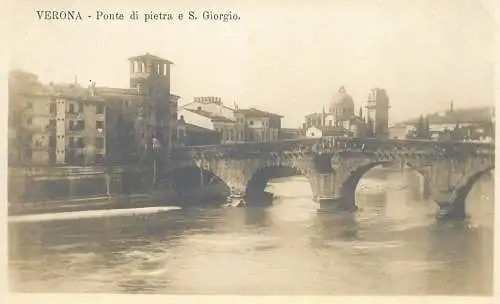 Postcard Italy Verona ponte di pietra e S. Giorgio