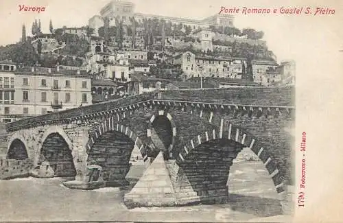 Postcard Italy Verona Ponte Romano e castel S. Pietro