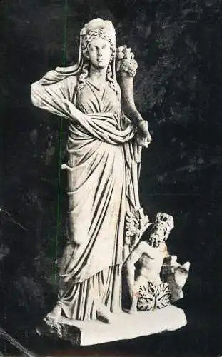 Postcard Romania muzeul arheologie Dobrogea zeita Fortuna si Penthos statuete