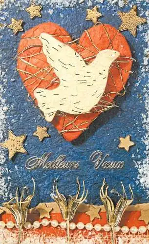 Postcard holiday Meilleurs voeux dove